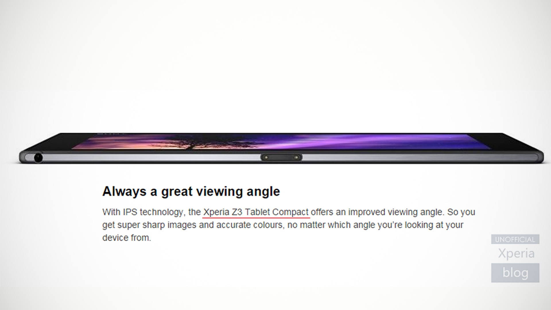 Dieses Bild des Xperia Z3 Tablet Compact war zwischenzeitig auf der Onlinepräsenz der Japaner zu sehen