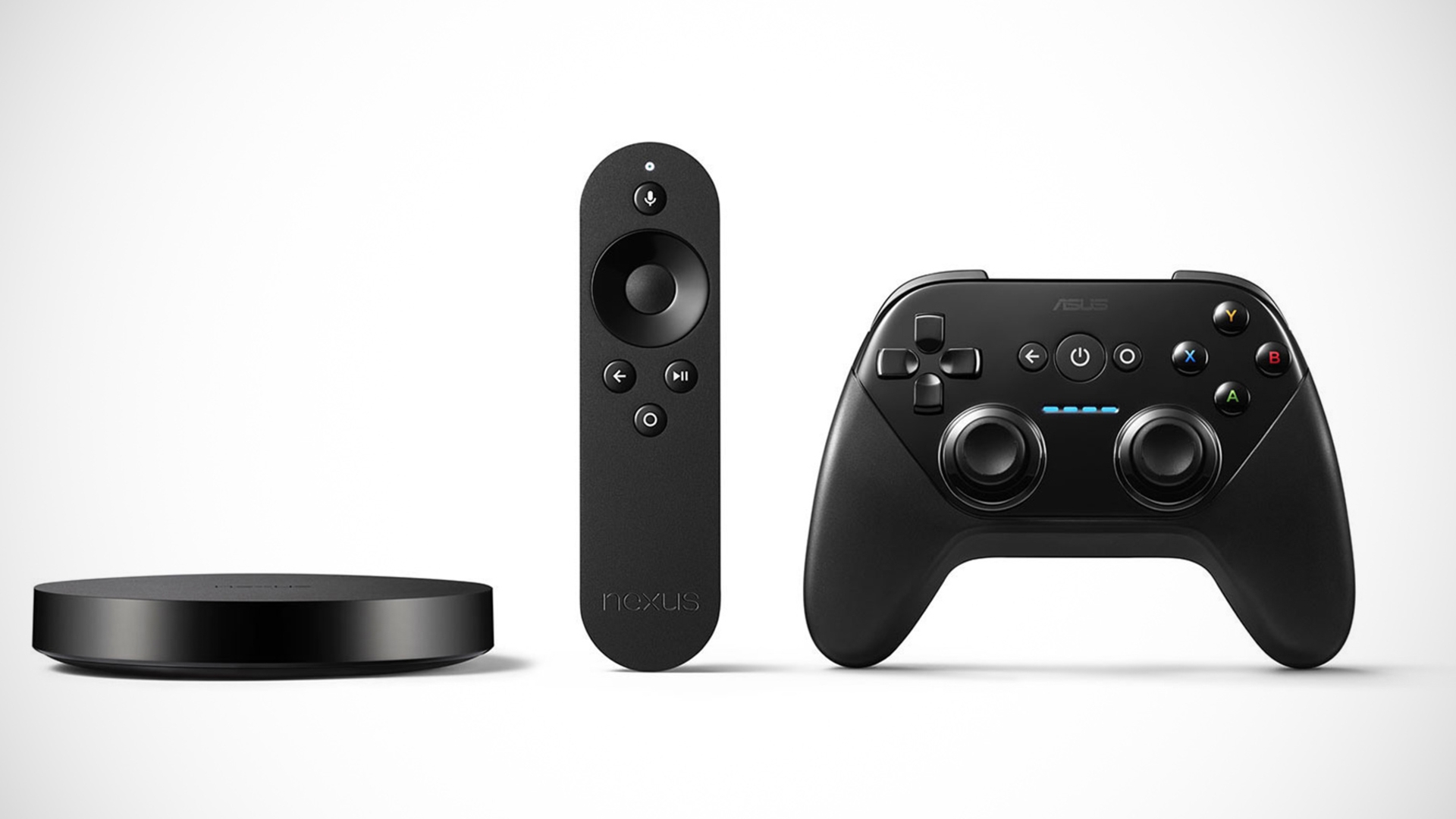 Nexus-Player, die Fernbedienung und der optionale Game-Controller