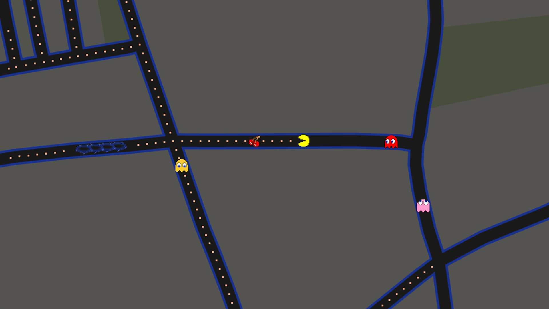 Am 1. April knabbert sich Pac-Man durch Google Maps