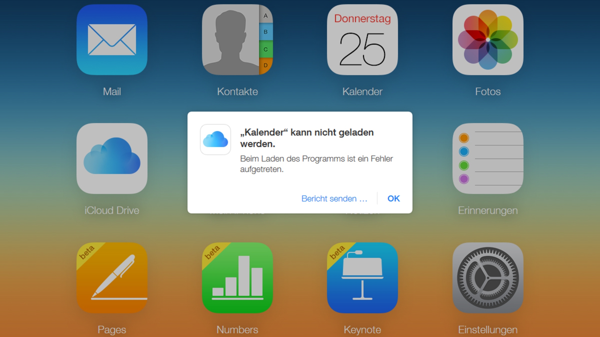 Der Kalender auf Apples iCloud-Webseite ist nicht verfügbar