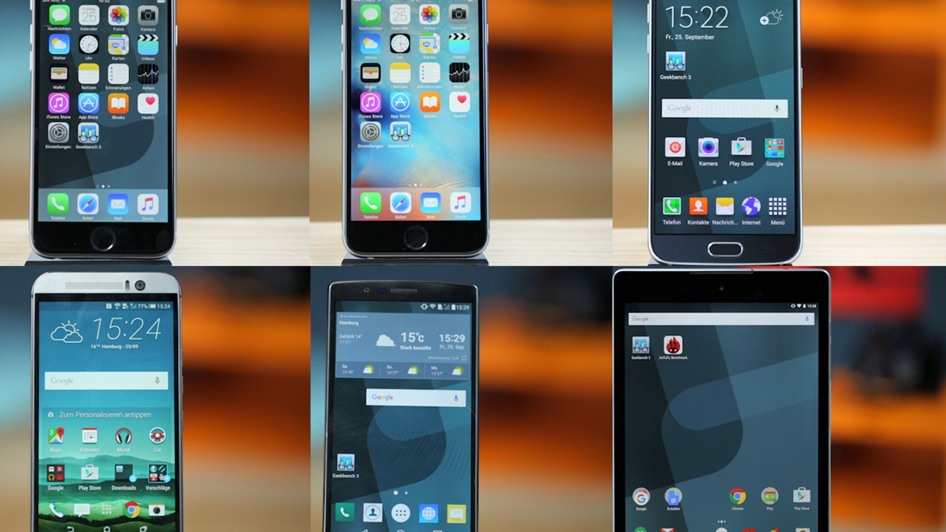 Das iPhone 6s im Benchmark-Vergleich mit dem iPhone 6, Galaxy S6, HTC One M9, LG G4 und Nexus 9