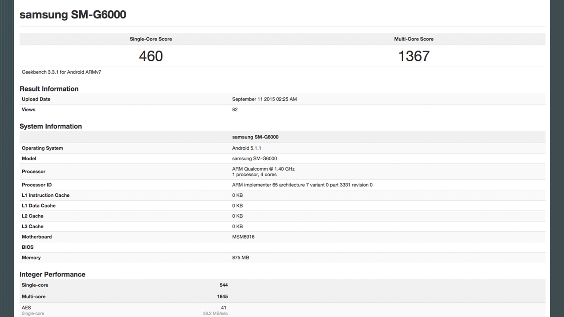 Samsung Galaxy Mega On Geekbench