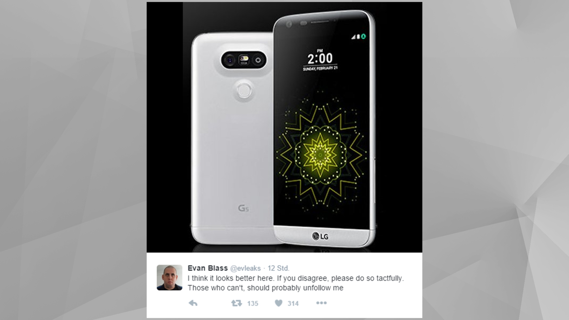 LG G5 twitter evleaks