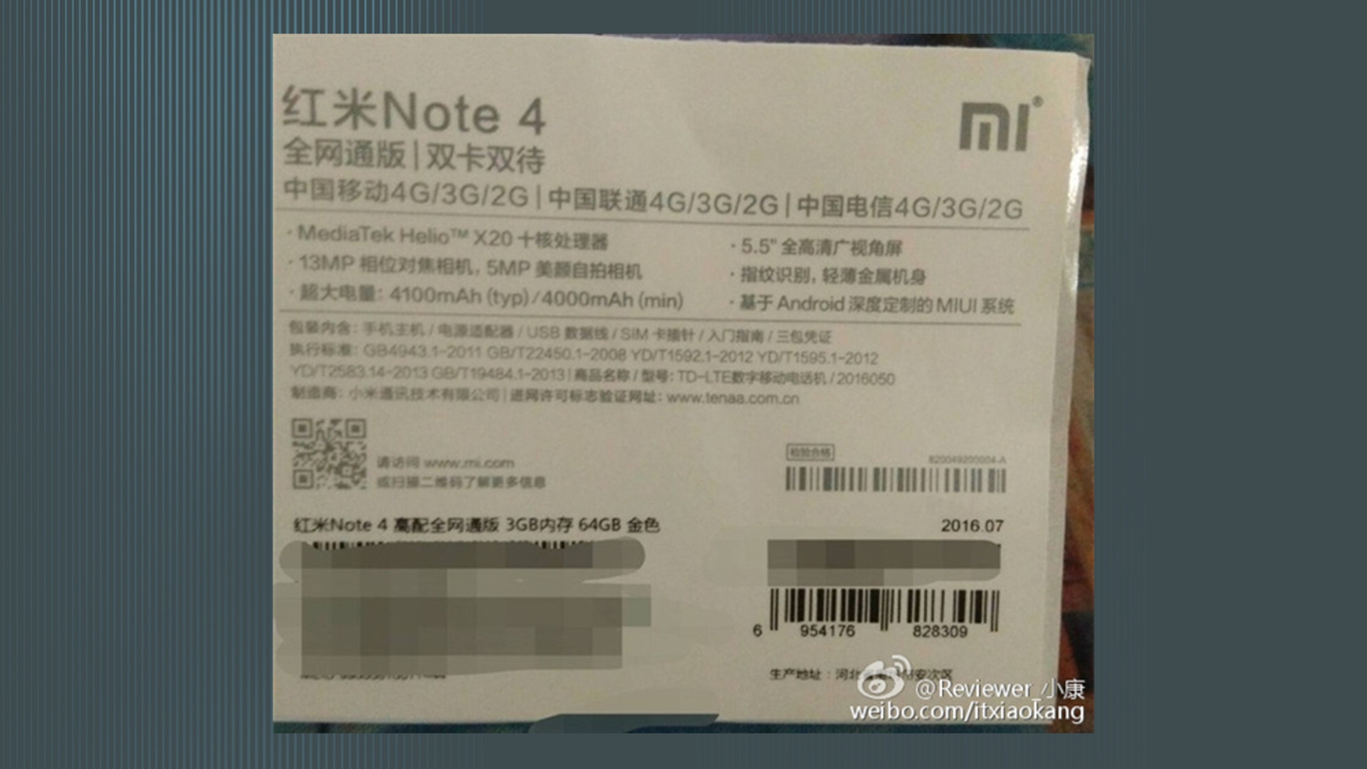 Xiaomi Redmi Note 4 Specs Leak