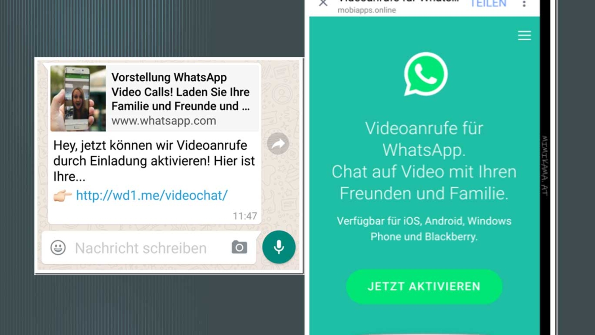 Zum WhatsApp Video-Feature ist eine Fake-Nachricht von Betrügern im Umlauf