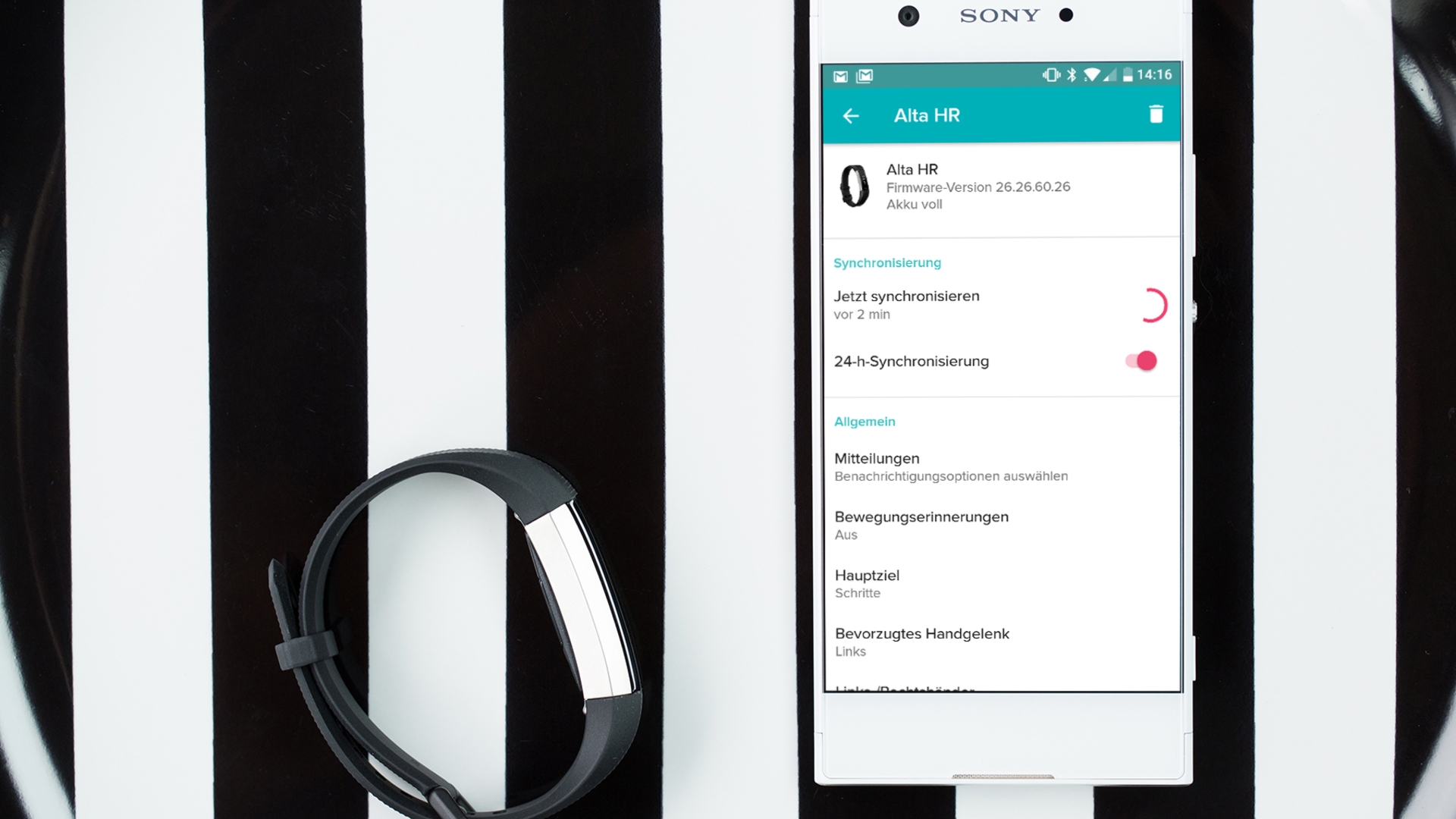 Einstellungen der Fitbit-App zum Alta HR