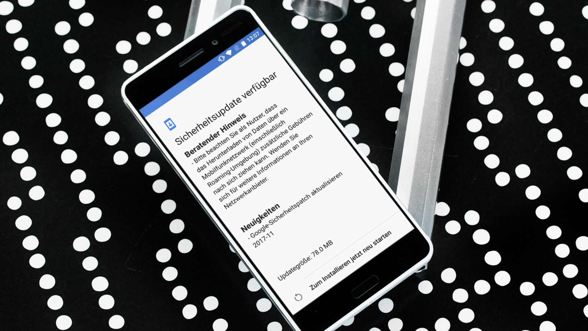 Nokia 6 mit Informationen zu Sicherheitszupdate