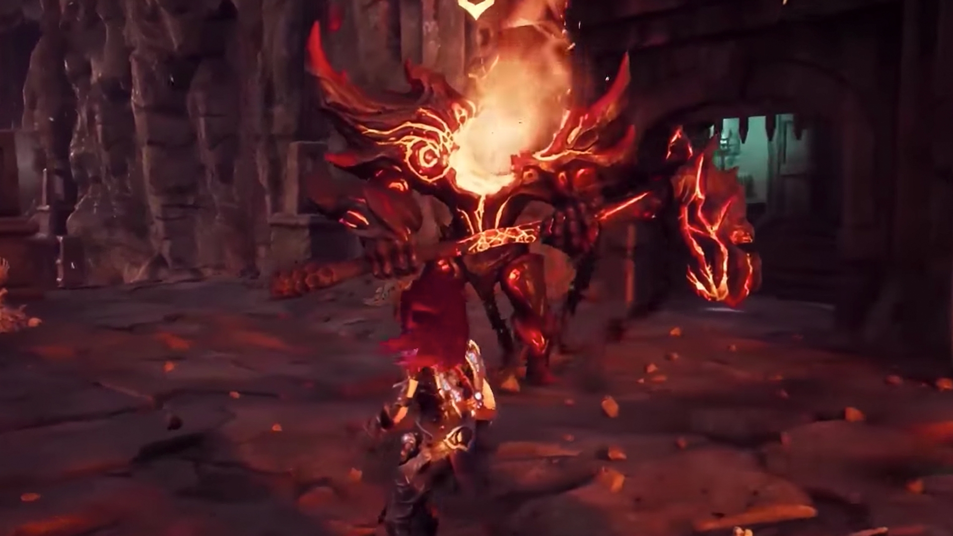 Darksiders 3: Fighting a Lava Brute