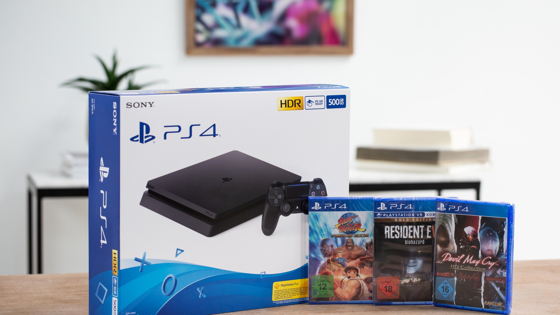 Playstation 4 mit drei Capcom-Games