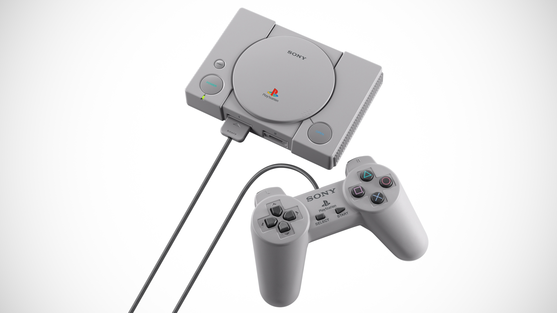 Die Playstation Classic vor weißem Hintergrund