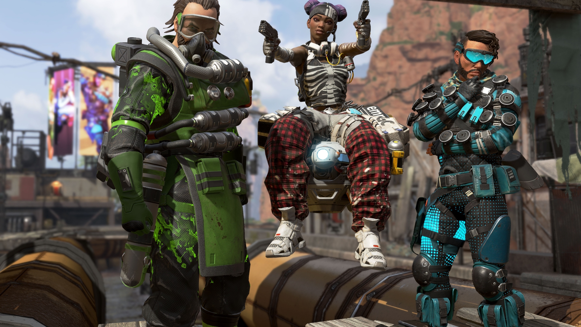 Drei Charaktere aus Apex Legends