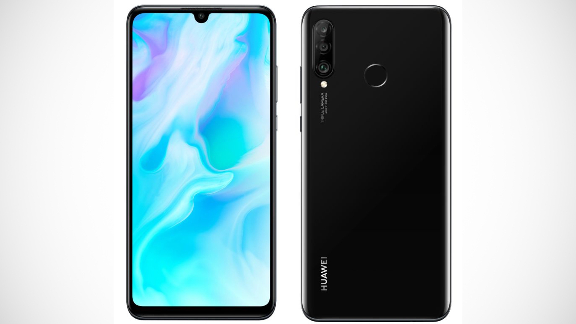 Huawei P30 Lite auf weißem Hintergrund