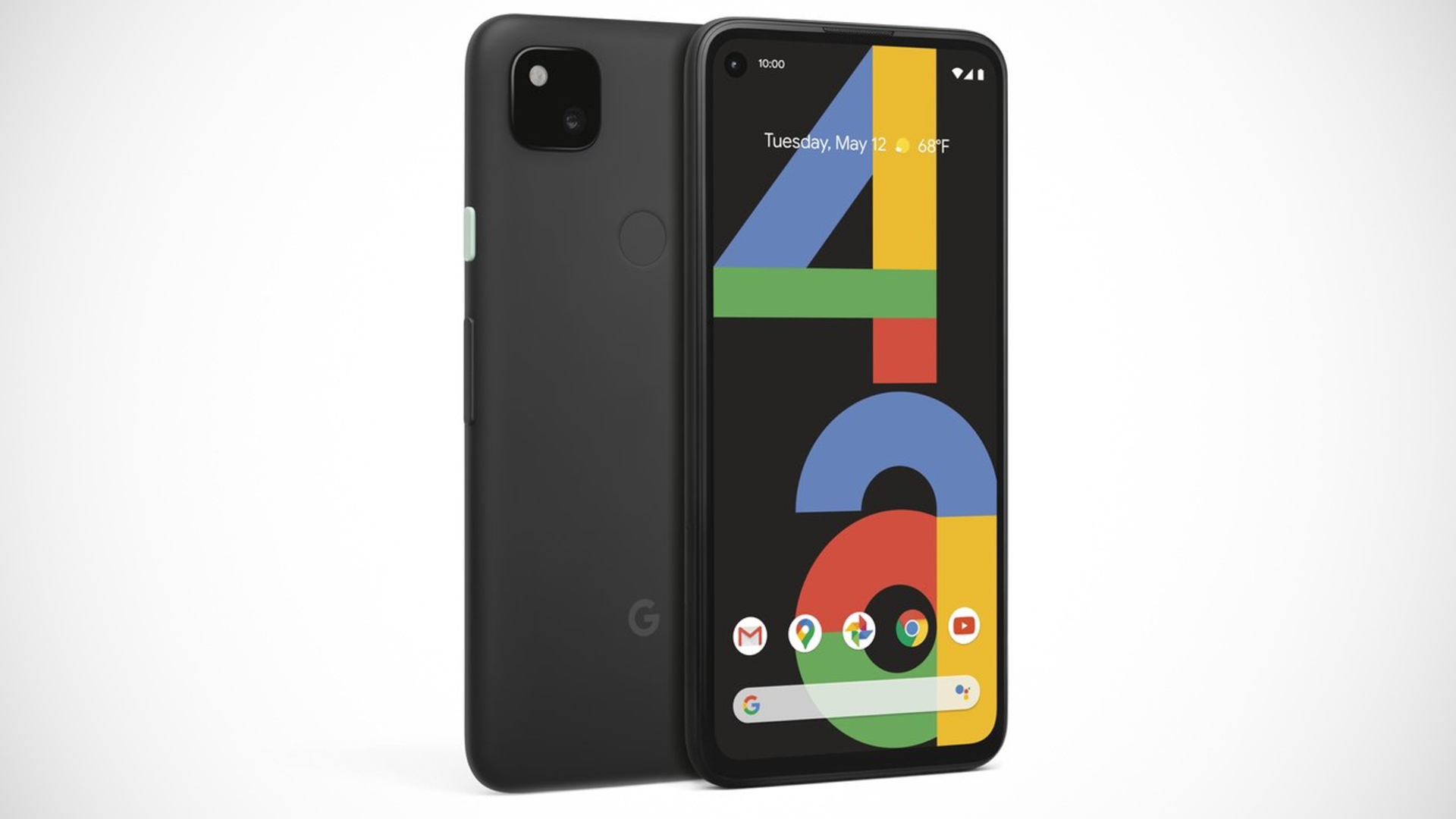 Das Google Pixel 4a in der Farbe Schwarz von vorne und hinten