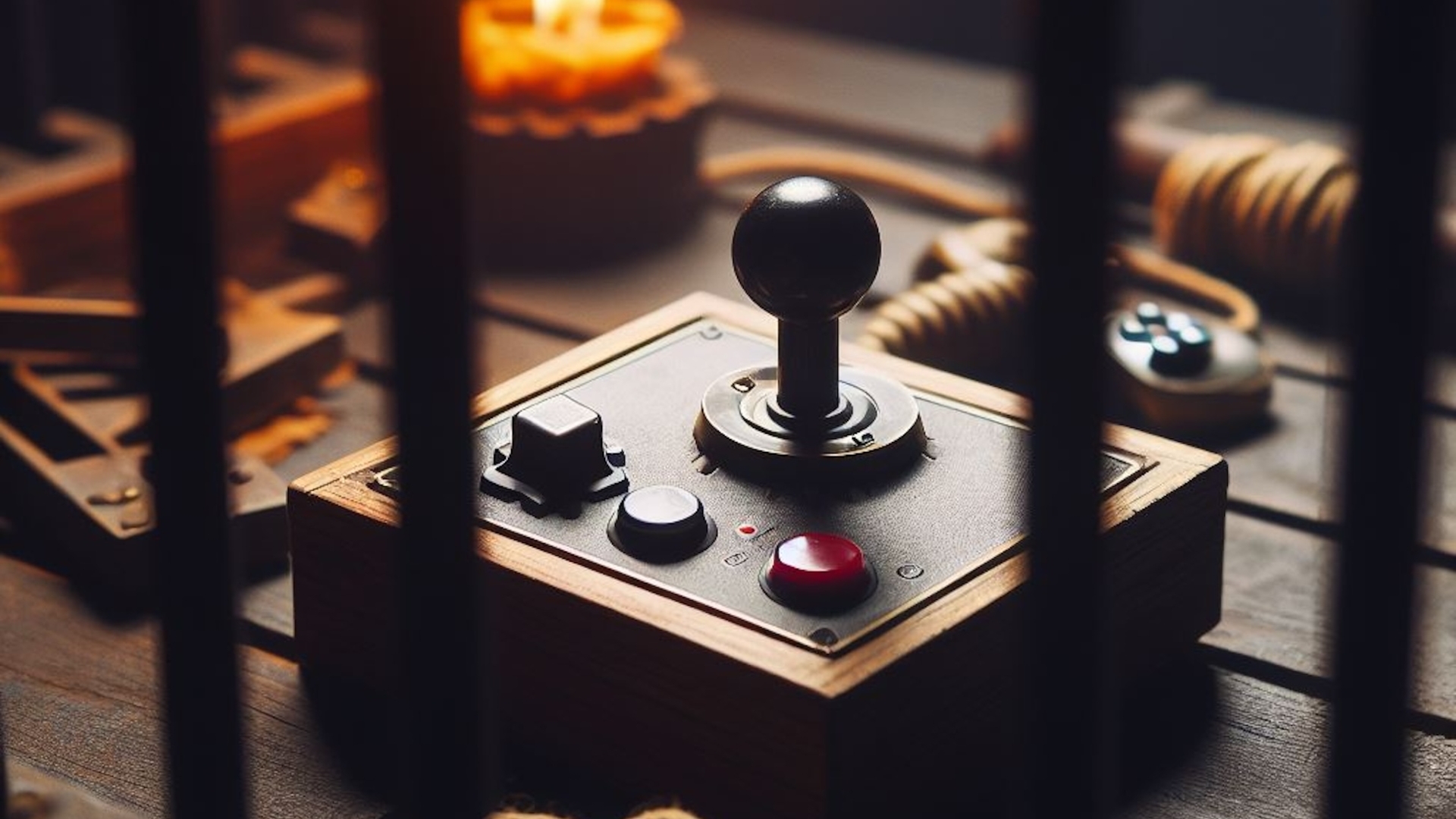 Ein Retro-Joystick hinter Gittern