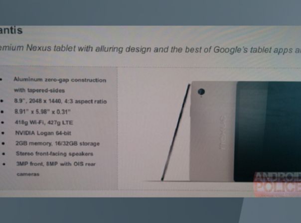 Der Leak zeigt ein frühes Design und die Schlüsseleigenschaften des Nexus Tablets von HTC