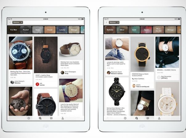 Pinterest filtert Suchergebnisse wie Uhren oder Gadgets künftig nach Geschlecht.