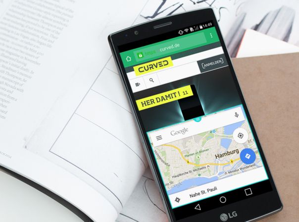 LG G4: Zwei Apps parallel auf dem Display dank Dual Window.