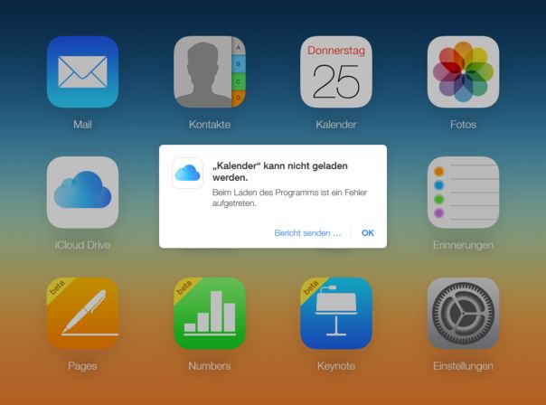 Der Kalender auf Apples iCloud-Webseite ist nicht verfügbar