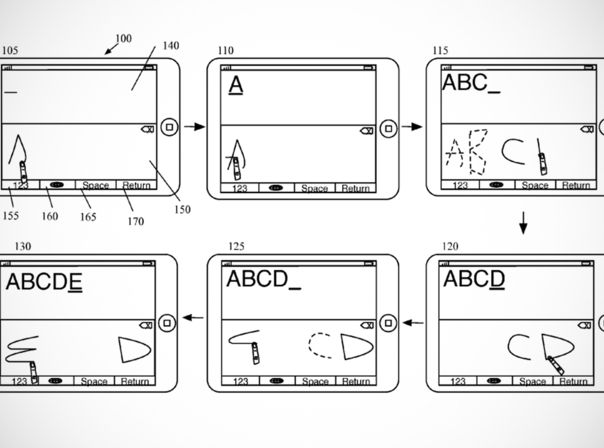 Das Patent beschreibt eine Handschrifterkennung, die offenbar auf iPads zum Einsatz kommen soll