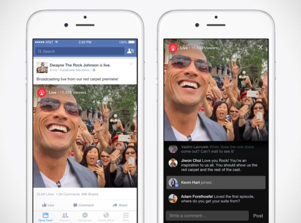 Dwayne Johnson war einer der ersten, die mit Facebook Live auf Sendung gingen