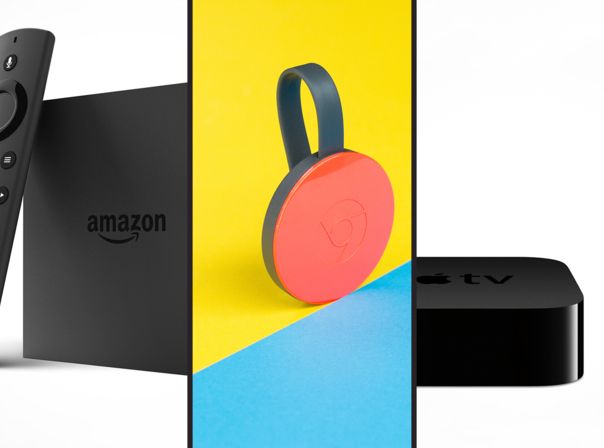 Apple TV, Amazon Fire TV und Google Chromecast im Vergleich.