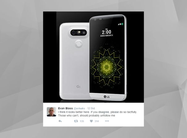 LG G5 twitter evleaks