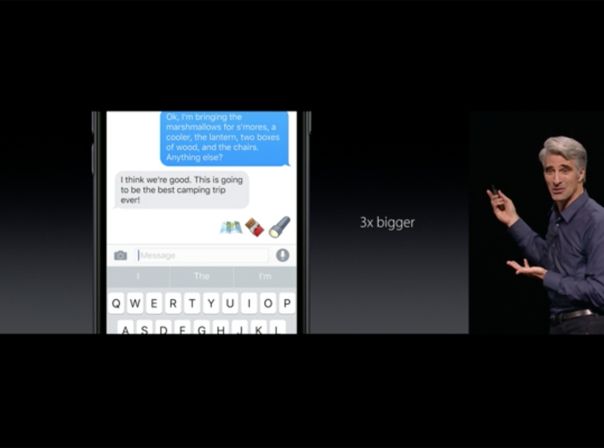 Die Emojis in iMessage werden drei Mal größer.