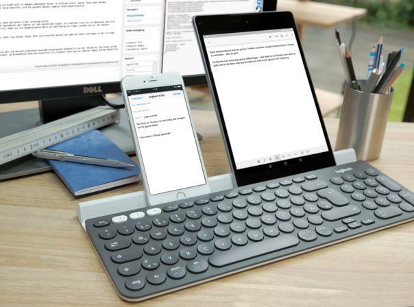 Logitech K780: Eine Tastatur für drei Geräte.