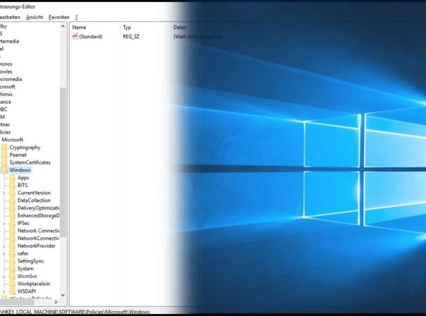 Windows 10 Registrierungs-Editor Regedit Wallpaper Montage