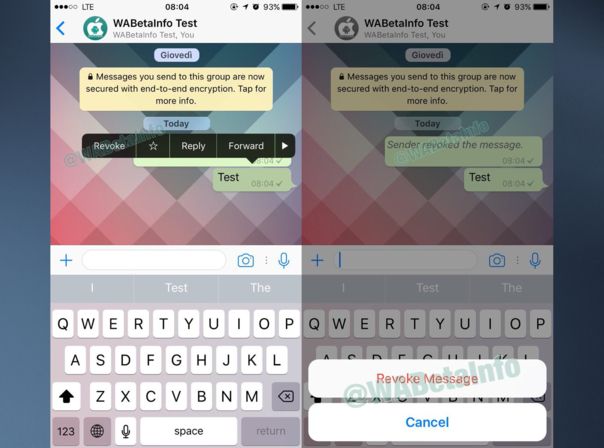 WhatsApp Revoke Message WABetaInfo Twitter