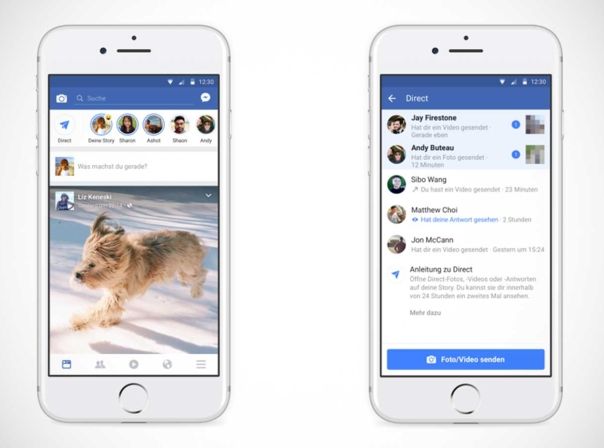 Facebook führt die Features "Stories" und "Direct" ein