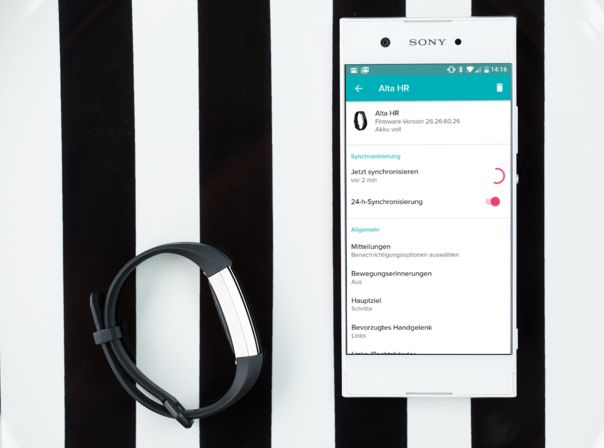 Einstellungen der Fitbit-App zum Alta HR