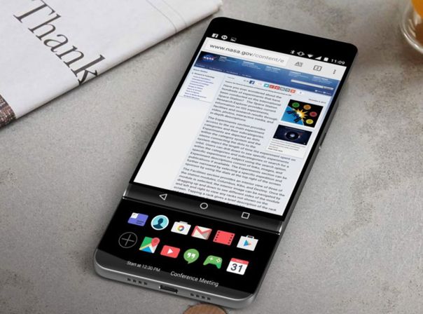 So könnte der ausfahrbare Second-Screen des LG V30 aussehen