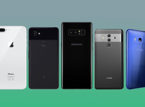 Smartphone Vergleich Iphone 8 Plus, Google PIxel 2, Samsung Galaxy Note 8, Huawei Mate 10 Pro, htc U11