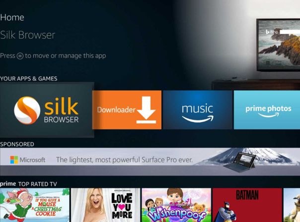 Amazons Silk-Browser steht auf Fire TV-Geräten als App bereit