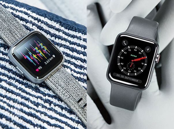 Fitbit Versa und Apple Watch Series 3