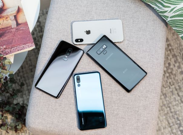 iPhone X, OnePlus 6, Huawei P20 Pro, Galaxy Note 9