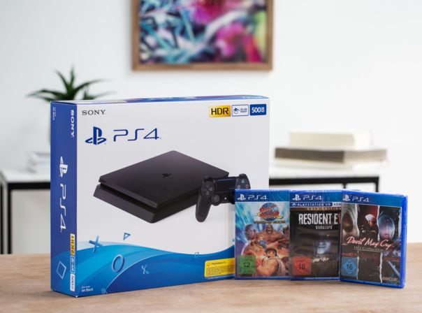 Playstation 4 mit drei Capcom-Games