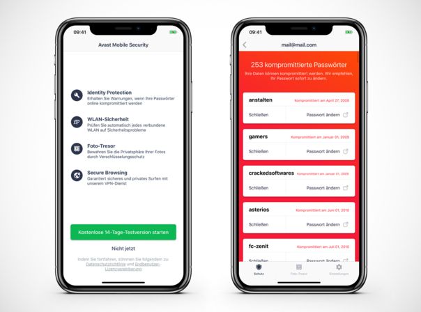 Avast Security auf dem Apple iPhone X