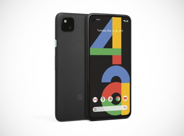 Das Google Pixel 4a in der Farbe Schwarz von vorne und hinten