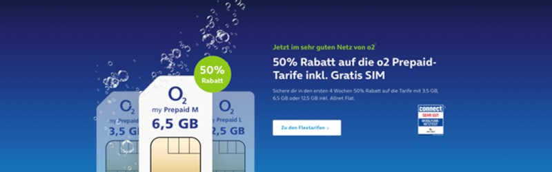 o2 Banner Prepaid 50 Prozent off