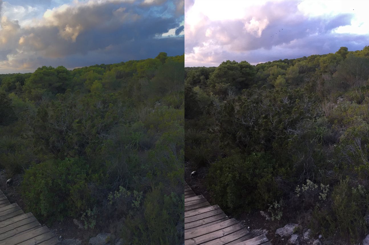 Panorama-Vergleich herangezoomt: links das iPhone 6 Plus, rechts das iPhone 6