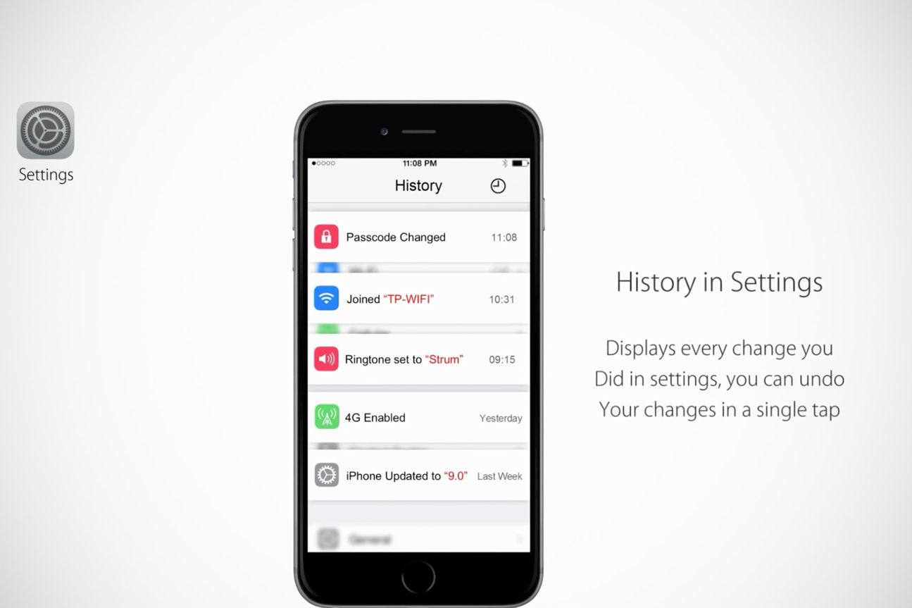 Ralph Theodory - iOS 9 Konzeptdesign - History in Settings