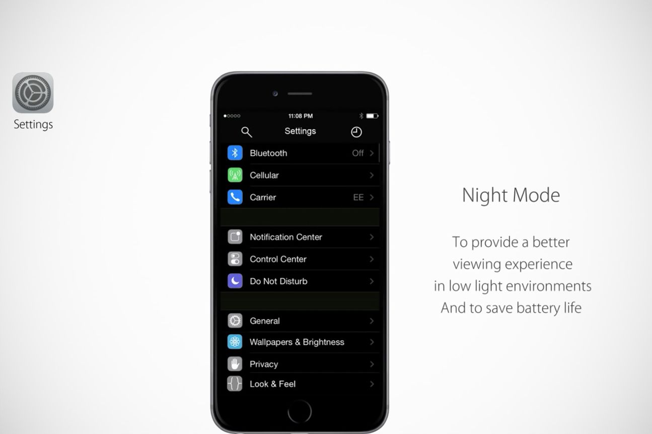 Ralph Theodory - iOS 9 Konzeptdesign - Night Mode