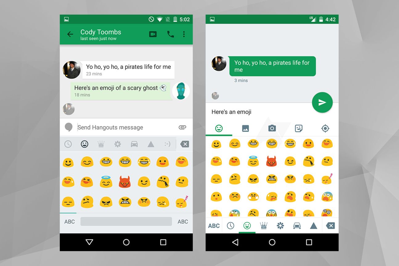 Hangouts 4.0 (l.: aktuelle Hangouts, r.: Hangouts 4.0)