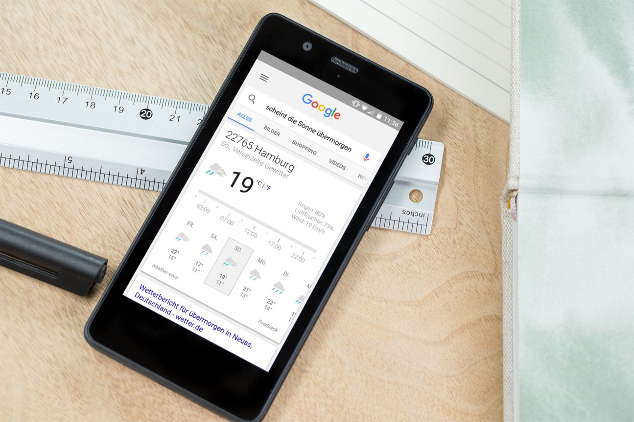 OK Google verrät Euch, wie das Wetter wird.