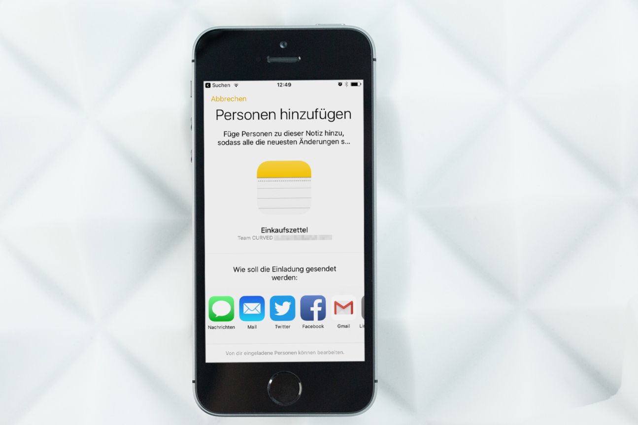Notizen-App unter iOS 10: Wer soll Euren Einkaufszettel noch sehen?