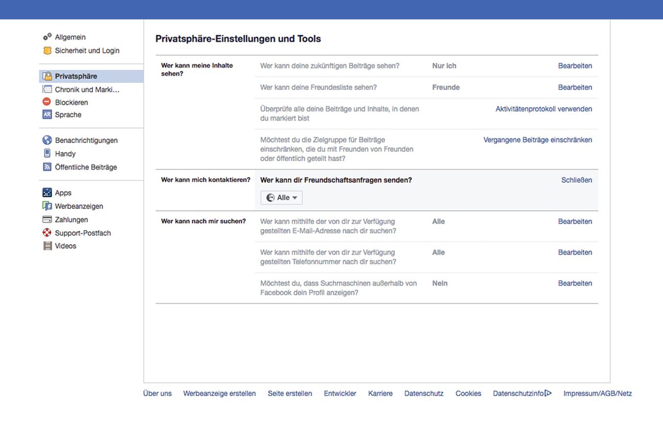 Am besten sichert ihr euch über die Privatsphäre-Einstellungen auf Facebook ab