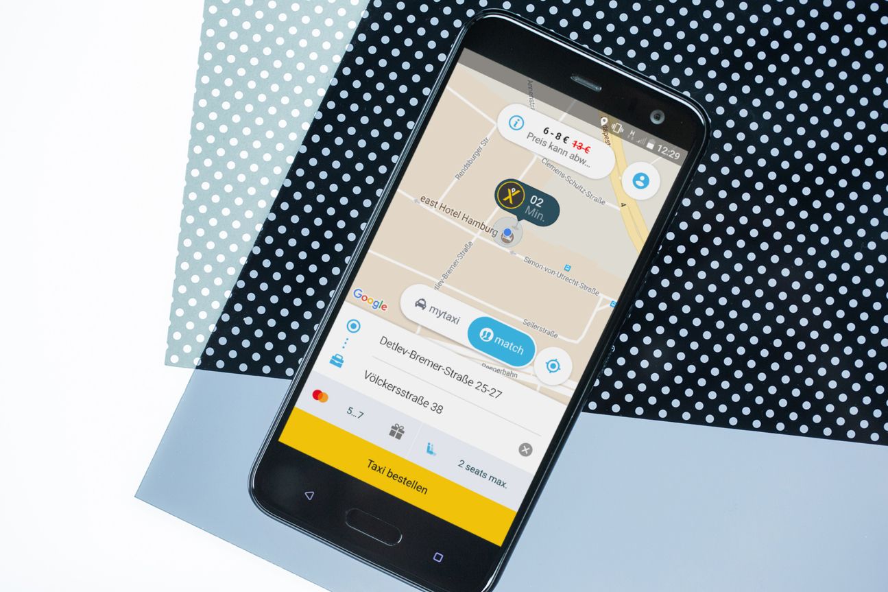 In der Mytaxi-App kann man zwischen normaler und Match-Fahrt wählen.