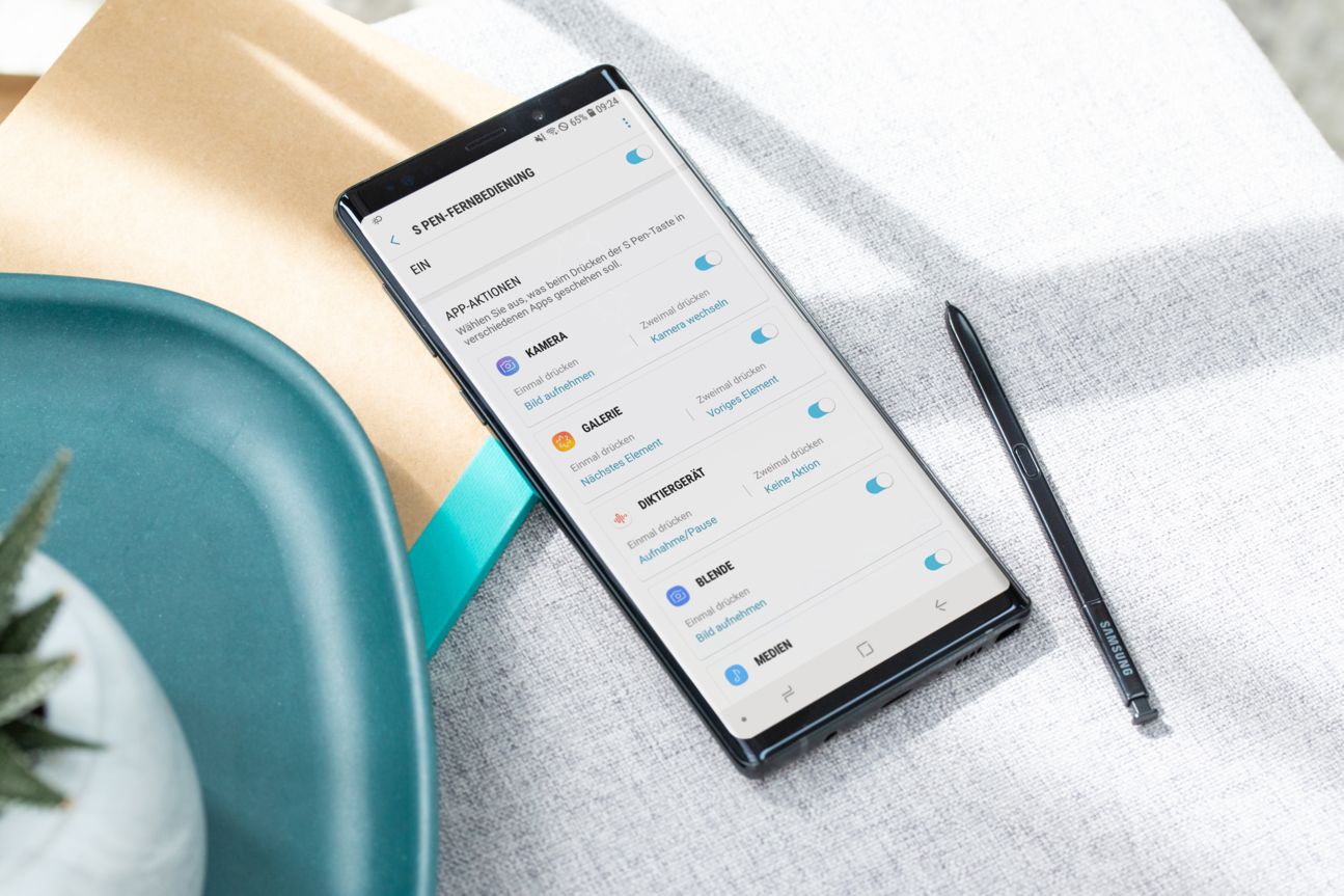Samsung Galaxy Note 9: Einstellungen für den S Pen.